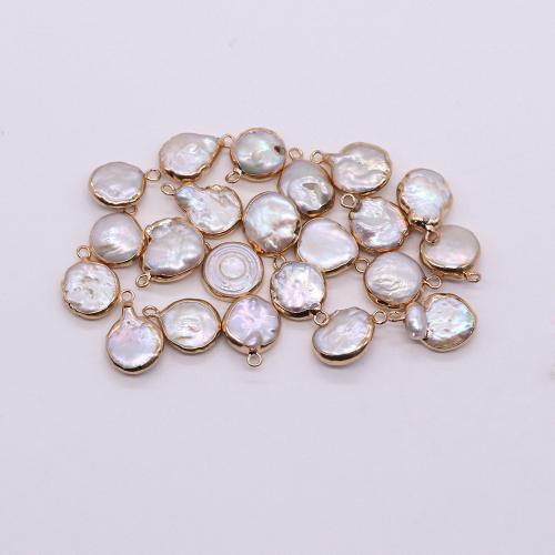 Freshwater Pearl Pendants, with Brass, Peanut, gold color plated, DIY, white, 12x16mm, Sold By PC