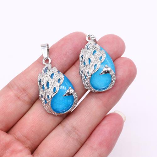 Gemstone Pendants Jewelry, Natural Stone, with Tibetan Style, Teardrop, silver color plated, DIY & different materials for choice, more colors for choice, 20x33mm, Sold By PC