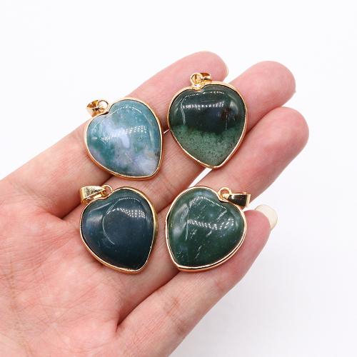 Gemstone Pendants Jewelry, Natural Stone, with Brass, Heart, gold color plated, DIY & different materials for choice, more colors for choice, 25x29mm, Sold By PC