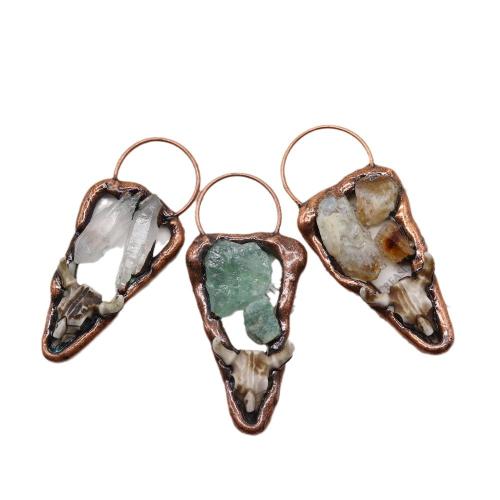 Quartz Gemstone Pendants, Tibetan Style, with Quartz & Acrylic, antique copper color plated, DIY, more colors for choice, nickel, lead & cadmium free, 40x85mm, Sold By PC