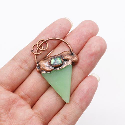 Gemstone Pendants Jewelry, Natural Stone, with Tibetan Style, Triangle, antique copper color plated, DIY & different materials for choice, more colors for choice, about:30x51-35x53mm, Sold By PC