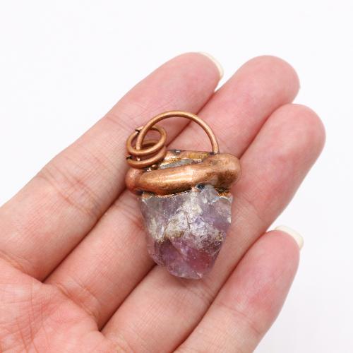 Quartz Gemstone Pendants, with Tibetan Style, antique copper color plated, DIY, more colors for choice, about:20x40-30x40mm, Sold By PC