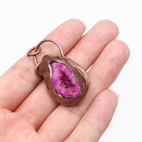 Ice Quartz Agate Pendant, Tibetan Style, with Ice Quartz Agate, irregular, antique copper color plated, DIY, more colors for choice, nickel, lead & cadmium free, about:23x38-27x48mm, Sold By PC