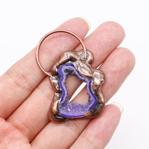 Agate Jewelry Pendants Zinc Alloy with Agate irregular antique copper color plated DIY nickel lead & cadmium free x48mm- Sold By PC
