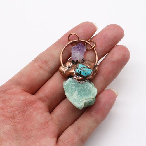 Quartz Gemstone Pendants, Tibetan Style, with Quartz, antique copper color plated, DIY, more colors for choice, nickel, lead & cadmium free, about:25x48-32x54mm, Sold By PC