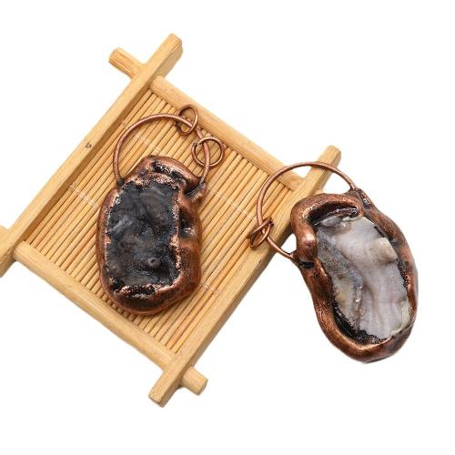 Gemstone Pendants Jewelry, Tibetan Style, with Natural Stone, antique copper color plated, DIY, more colors for choice, nickel, lead & cadmium free, about:31x58-36x59mm, Sold By PC