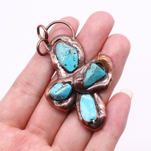 Gemstone Pendants Jewelry, Tibetan Style, with Natural Stone, Cross, antique copper color plated, DIY, more colors for choice, nickel, lead & cadmium free, 45x64mm, Sold By PC