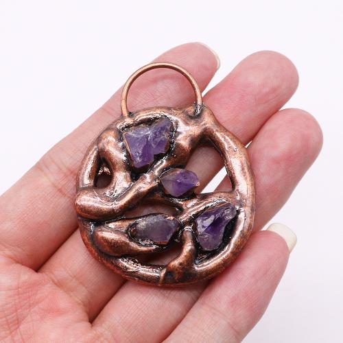 Quartz Gemstone Pendants, Tibetan Style, with Quartz, antique copper color plated, DIY, more colors for choice, nickel, lead & cadmium free, about:44x56-50x68mm, Sold By PC