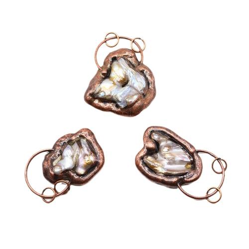 Freshwater Pearl Pendants, Tibetan Style, with Freshwater Pearl, antique copper color plated, DIY, nickel, lead & cadmium free, about:31x47-39x50mm, Sold By PC