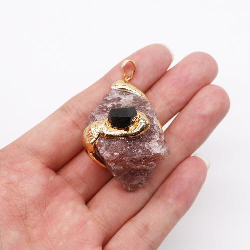 Quartz Gemstone Pendants, Tibetan Style, with Natural Stone & Quartz, irregular, gold color plated, DIY, more colors for choice, nickel, lead & cadmium free, about:33x40-30x47mm, Sold By PC