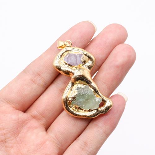 Quartz Gemstone Pendants, Tibetan Style, with Quartz, gold color plated, DIY, more colors for choice, nickel, lead & cadmium free, about:28x52-28x60mm, Sold By PC