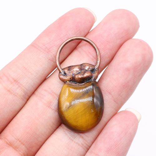 Gemstone Pendants Jewelry Zinc Alloy with Natural Stone antique copper color plated DIY nickel lead & cadmium free Sold By PC