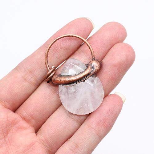 Gemstone Pendants Jewelry Zinc Alloy with Natural Stone Teardrop antique copper color plated DIY nickel lead & cadmium free Sold By PC