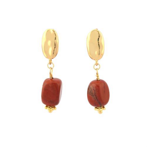 Brass Drop Earring, with Natural Stone, gold color plated, fashion jewelry & different materials for choice & for woman, more colors for choice, nickel, lead & cadmium free, 8x36mm, Sold By Pair