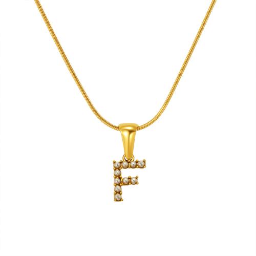 Titanstahl Halskette, mit Kunststoff Perlen, Alphabet-Buchstabe, goldfarben plattiert, DIY & verschiedene Muster für Wahl, keine, verkauft von PC