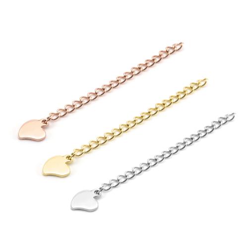 Stainless Steel Extender Chain 304 Stainless Steel Heart plated DIY Length 5 cm Sold By PC