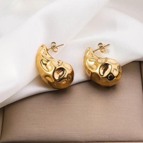 Titanium Steel  Earring, gold color plated, for woman, 18x31.50mm, Sold By Pair