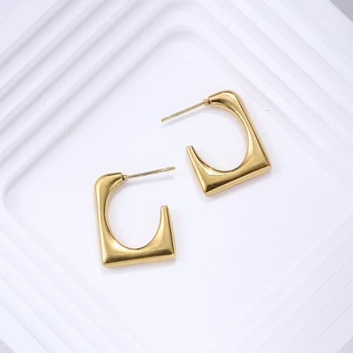 Titanium Steel  Earring, gold color plated, for woman, 16mm, Sold By Pair
