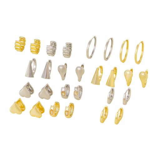 Цирконий Micro Pave латунь Серьги, Латунь, плакированный настоящим золотом, разные стили для выбора & инкрустированное микро кубического циркония & Женский, Много цветов для выбора, продается Пара