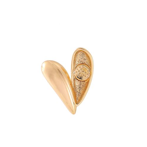 Brass Earring Stud Component, Heart, real gold plated, DIY, golden, 17x22mm, Sold By Pair