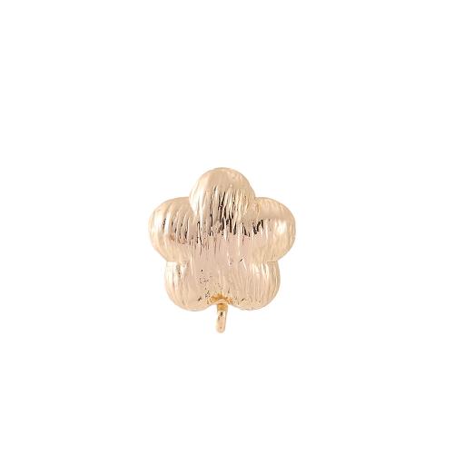 Brass Earring Stud Component, petals, real gold plated, DIY, golden, 13x15mm, Sold By Pair