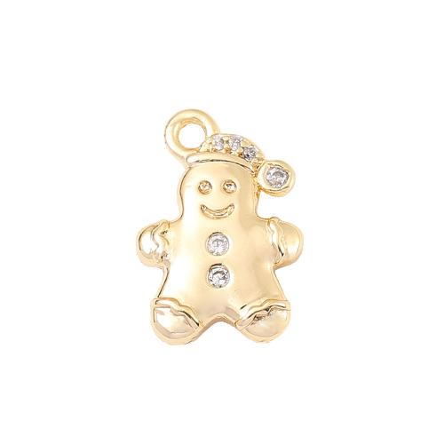 Cubic Zirconia Micro Pave Brass Pendant, Snowman, real gold plated, DIY & micro pave cubic zirconia, more colors for choice, Sold By PC