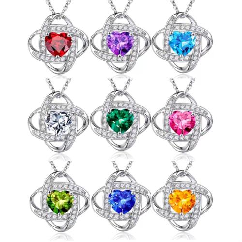 Cubic Zircon Micro Pave 925 Sterling Silver Necklace, plated, micro pave cubic zirconia & for woman, more colors for choice, Length:Approx 41-50 cm, Sold By PC
