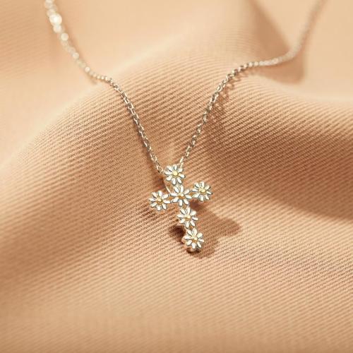925 Sterling Silver Necklaces, plated, for woman, platinum color, Length:Approx 41-50 cm, Sold By PC