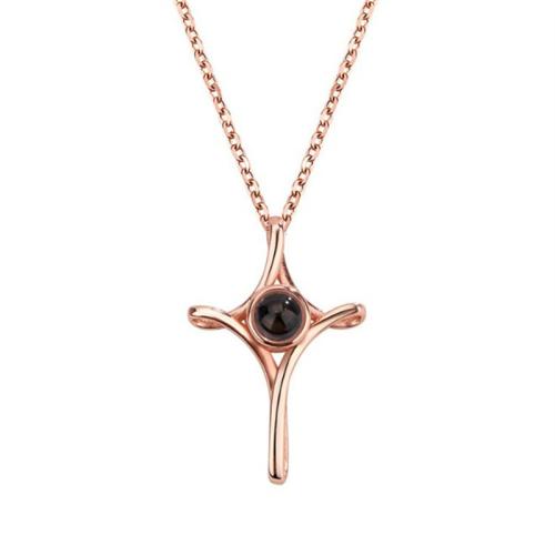 925 Sterling Silver Miniature Projection Necklace, plated, for woman, more colors for choice, Length:Approx 41-50 cm, Sold By PC