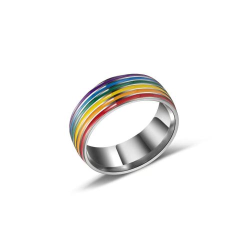 Enamel Stainless Steel Finger Ring, 304 Stainless Steel, plated, Unisex & different size for choice, more colors for choice, Sold By PC