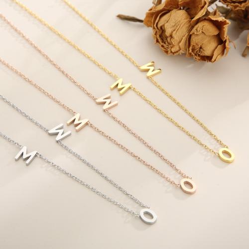 Stainless Steel Jewelry Necklace, 304 Stainless Steel, Alphabet Letter, Vacuum Ion Plating, for woman, more colors for choice, Sold By PC