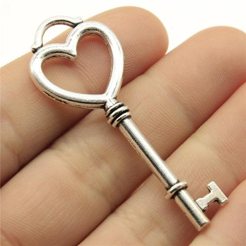 Tibetan Style Key Pendants, antique silver color plated, DIY, 53x20mm, Sold By PC