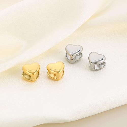 Stainless Steel Huggie Hoop Earring, 304 Stainless Steel, Heart, Vacuum Ion Plating, for woman, more colors for choice, Sold By Pair
