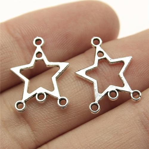 Star Tibetan Style Connector, antique silver color plated, DIY & 1/3 loop, 19x14mm, Sold By PC