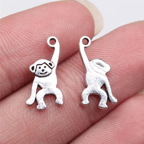 Tibetan Style Animal Pendants, Monkey, antique silver color plated, DIY, 16x8mm, Sold By PC