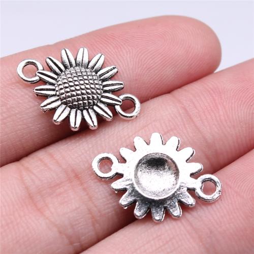 Flower Tibetan Style Connector, Sunflower, antique silver color plated, DIY & 1/1 loop, 21x15mm, Sold By PC