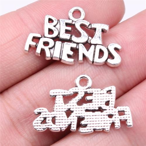 Tibetan Style Alphabet and number Pendants, Alphabet Letter, antique silver color plated, DIY, 25x15mm, Sold By PC
