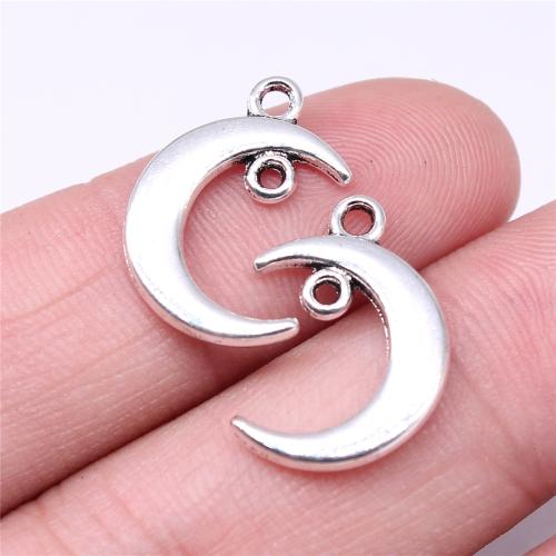 Tibetan Style Connector, Moon, antique silver color plated, DIY & 1/1 loop, 19x13mm, Sold By PC