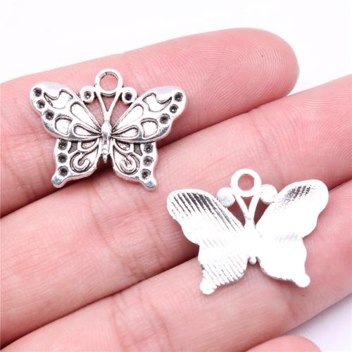Tibetan Style Animal Pendants, Butterfly, antique silver color plated, DIY, 25x19mm, Sold By PC