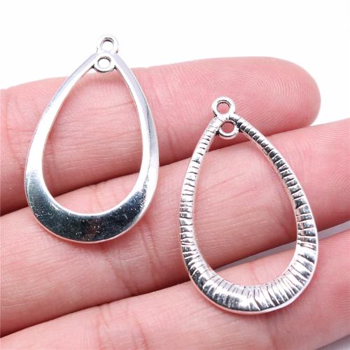 Tibetan Style Connector, Teardrop, antique silver color plated, DIY & 1/1 loop, 35x21mm, Sold By PC
