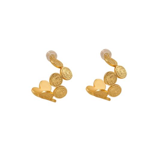 Brass Stud Earring, Money, gold color plated, fashion jewelry & for woman, 16x20mm, Sold By Pair