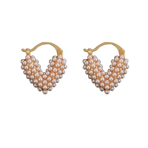 Messing Hebel Rückseiten Ohrring, mit Kunststoff Perlen, Buchstabe V, goldfarben plattiert, Modeschmuck & für Frau, 8x23mm, verkauft von Paar