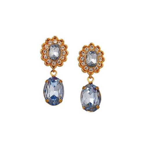 Brass Drop Earring, Geometrical Pattern, gold color plated, micro pave cubic zirconia & for woman, 35x14x7mm, Sold By Pair