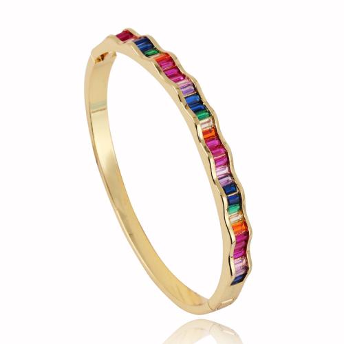 Bracelet cubique en laiton zircon pavent, bijoux de mode & pavé de micro zircon & pour femme, plus de couleurs à choisir, Vendu par PC