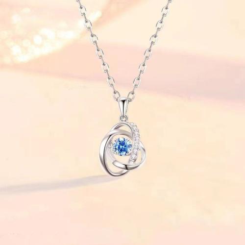 Cubic Zircon Micro Pave 925 Sterling Silver Necklace, fashion jewelry & micro pave cubic zirconia & for woman, more colors for choice, Length:Approx 45 cm, Sold By PC