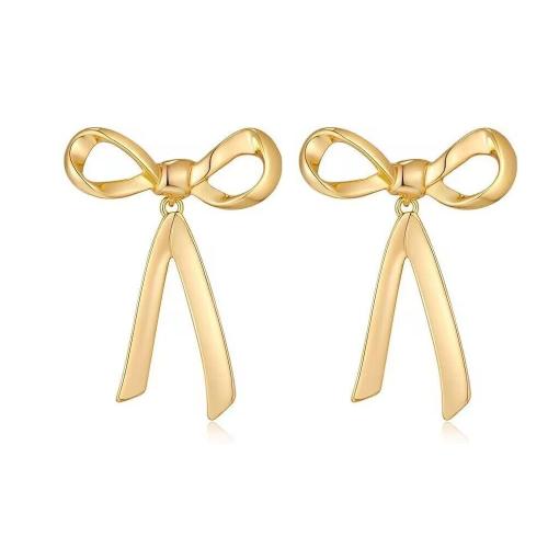 Tibetan Style Stud Earring, Bowknot, fashion jewelry & for woman, more colors for choice, 32x46mm, Sold By Pair
