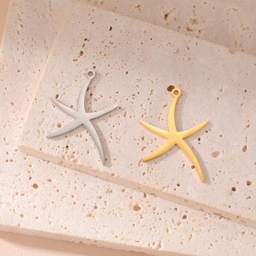 Stainless Steel Pendants, 304 Stainless Steel, Starfish, Vacuum Ion Plating, DIY, more colors for choice, 30x20mm, Sold By PC