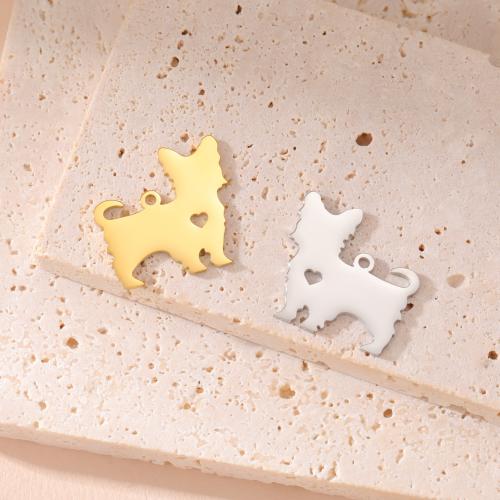 Stainless Steel Animal Pendants, 304 Stainless Steel, Dog, Vacuum Ion Plating, DIY, more colors for choice, 20x19mm, Sold By PC