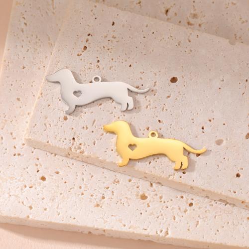 Stainless Steel Animal Pendants, 304 Stainless Steel, Dog, Vacuum Ion Plating, DIY, more colors for choice, 32x15mm, Sold By PC