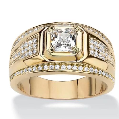 Cubic Zirconia Micro Pave Brass Ring, Unisex & different size for choice & micro pave cubic zirconia, golden, Sold By PC